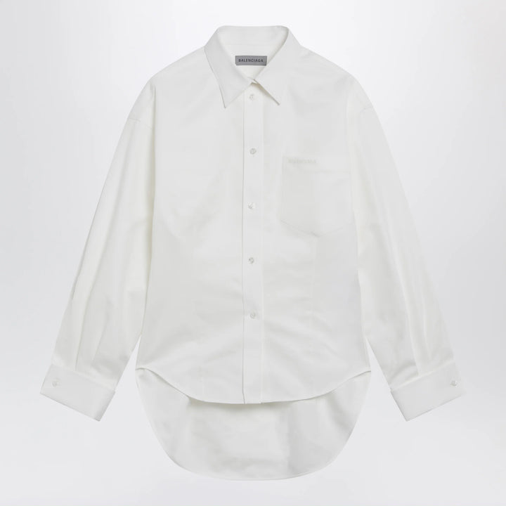 Balenciaga - Cocoon shirt in cotton and silk poplin, white