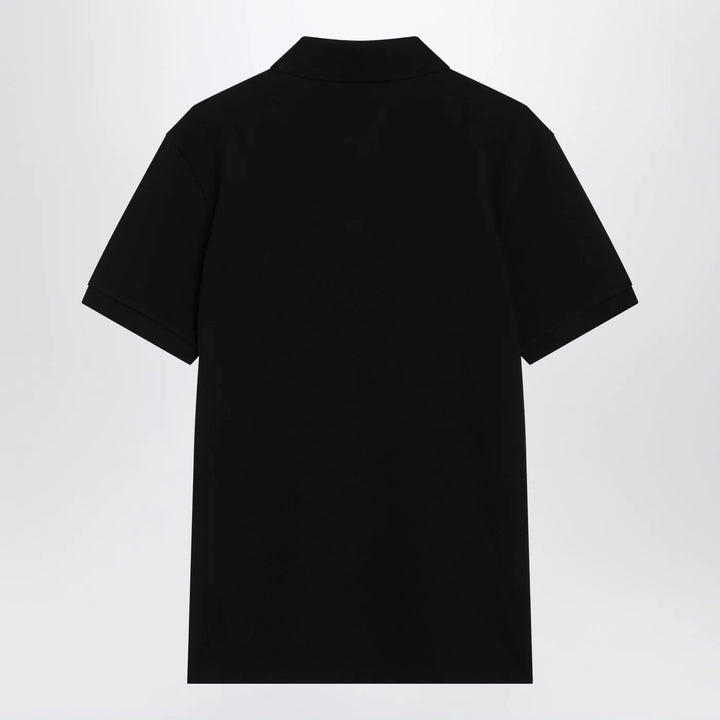 Moncler - Black cotton piqué polo shirt with logo