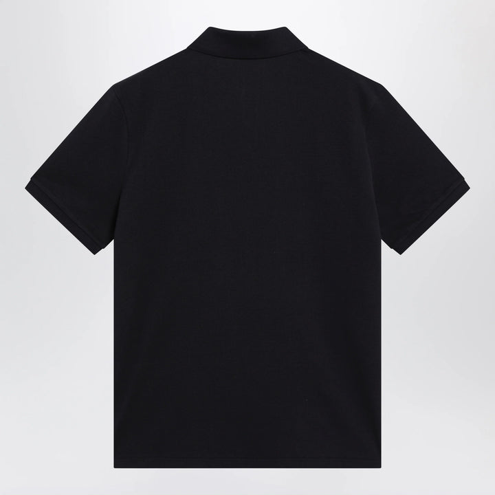 Moncler - Blue cotton polo shirt with triple crest logo patch