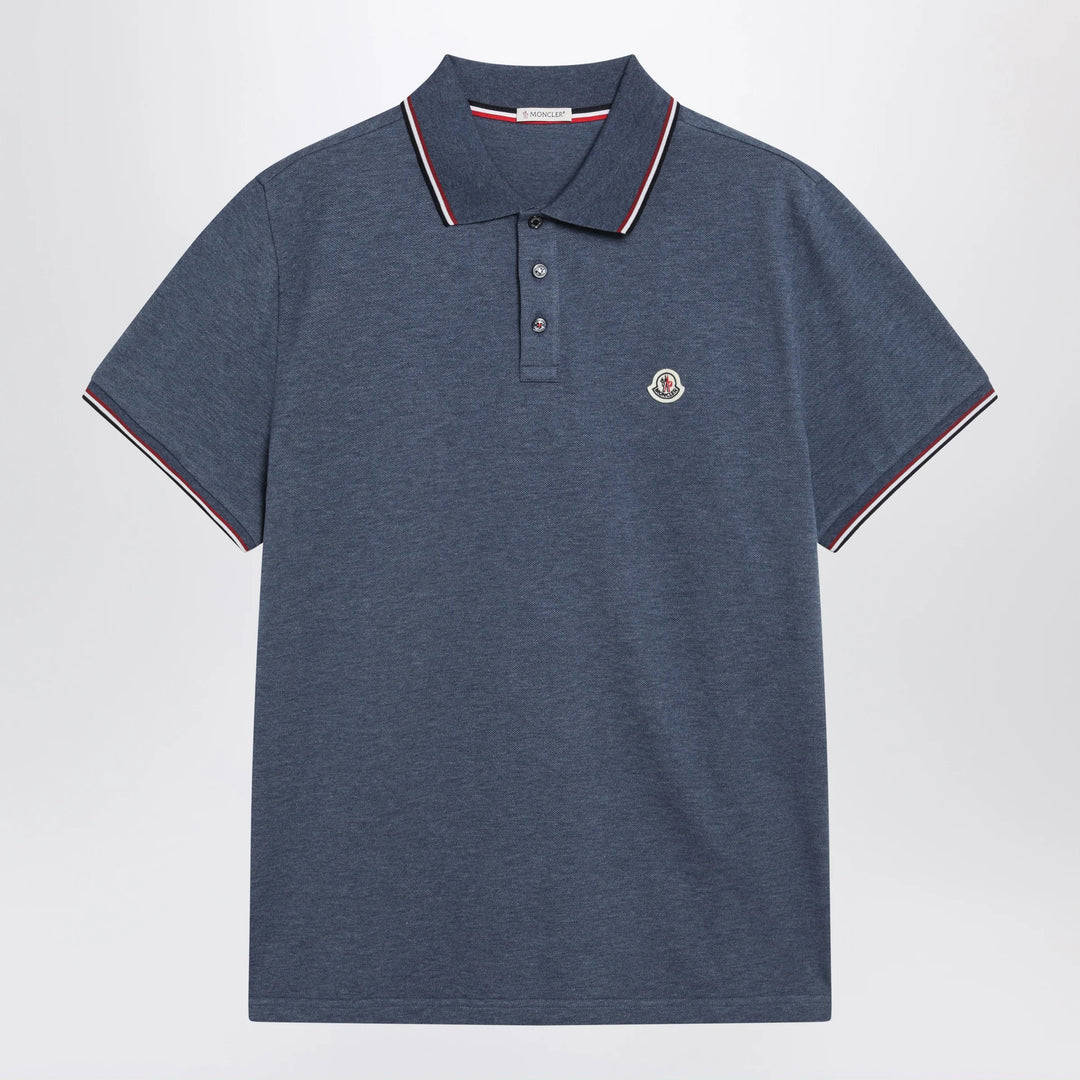 Moncler - Light blue short-sleeve polo shirt