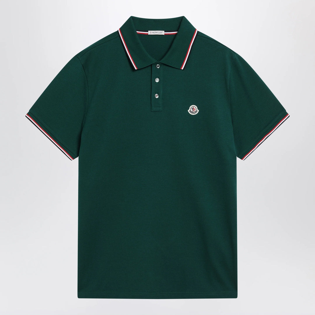 Moncler - Olive green short-sleeve polo shirt