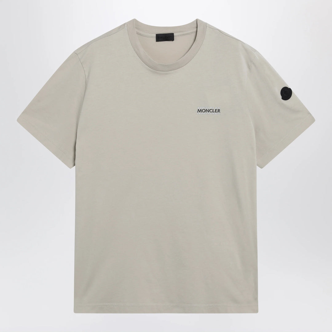 Moncler - Light beige crewneck T-shirt with logo