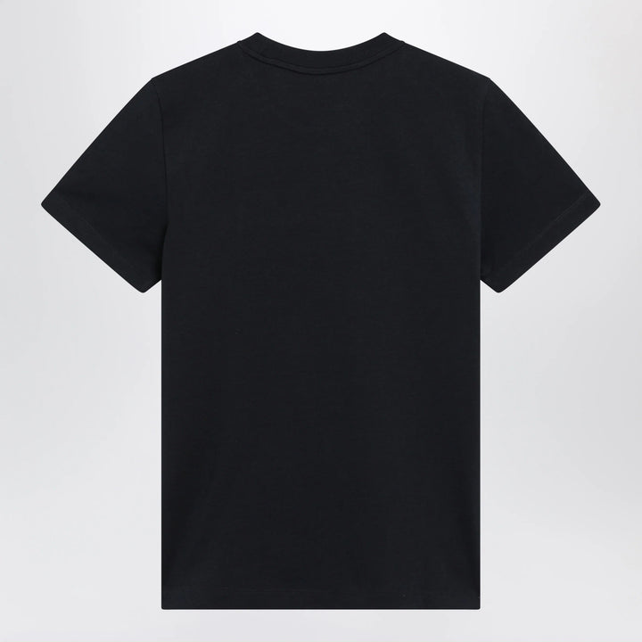 Moncler - Navy blue T-shirt with logo embroidery