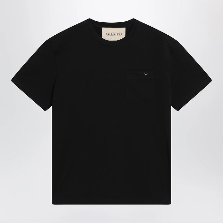 Valentino - Black cotton T-shirt with VGold