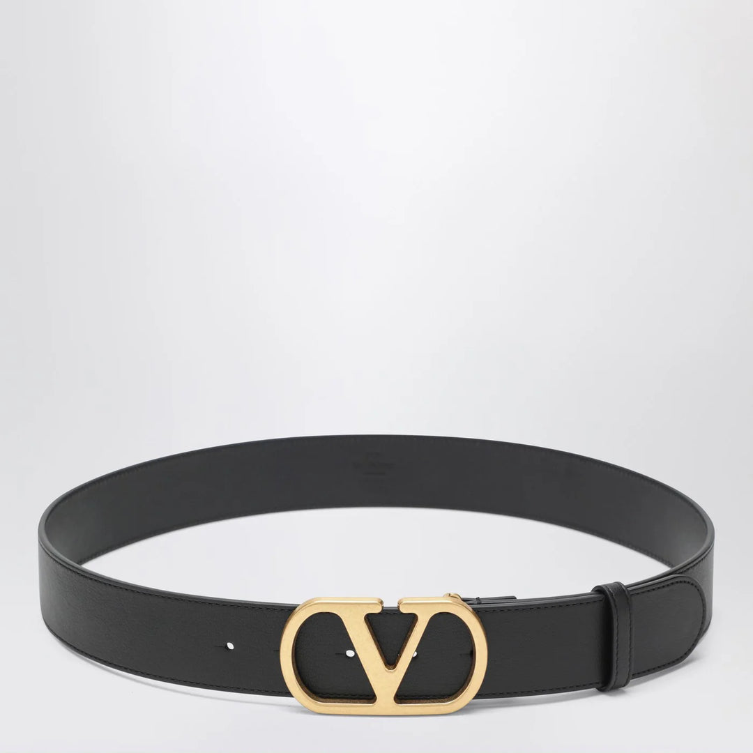 Valentino Garavani - VLogo black/gold leather belt