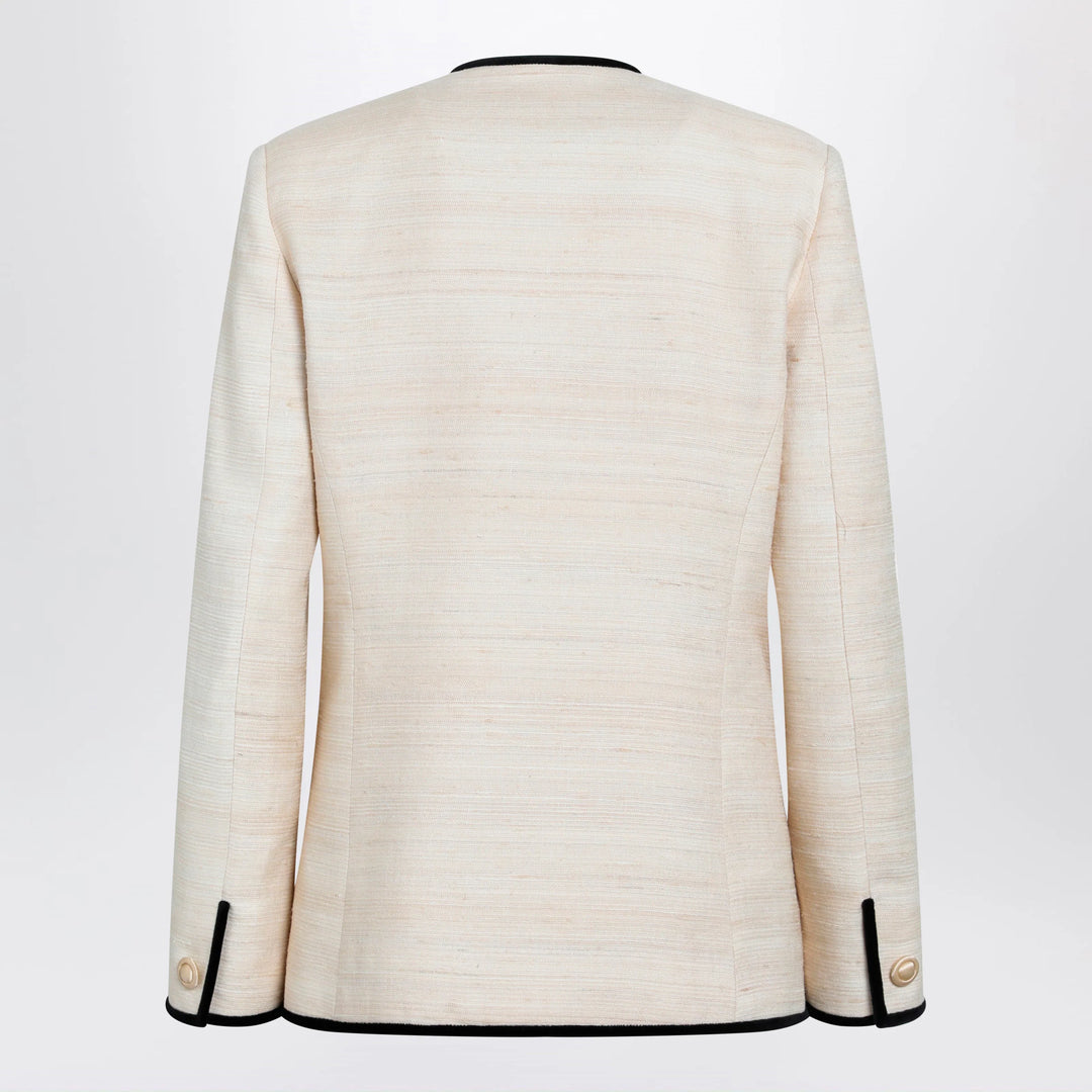 Valentino - Milk-honey coloured silk and linen jacket