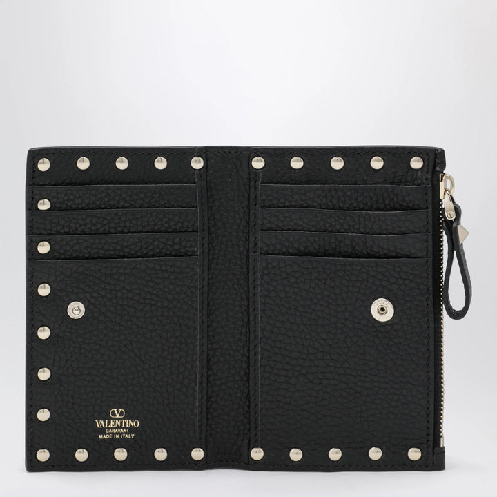 Valentino Garavani - Black Leather Rockstud Zip Card Holder