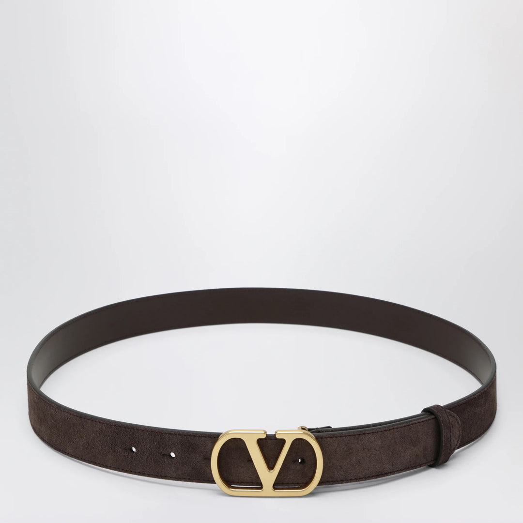 Valentino Garavani - VLogo Signature Belt in Ebony Suede