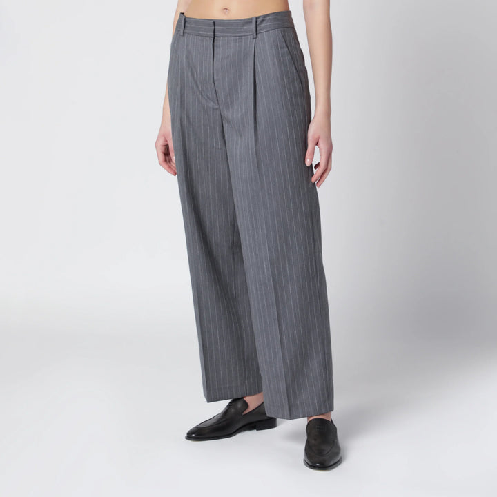 ANINE BING - Trent cropped trousers in light grey fabric