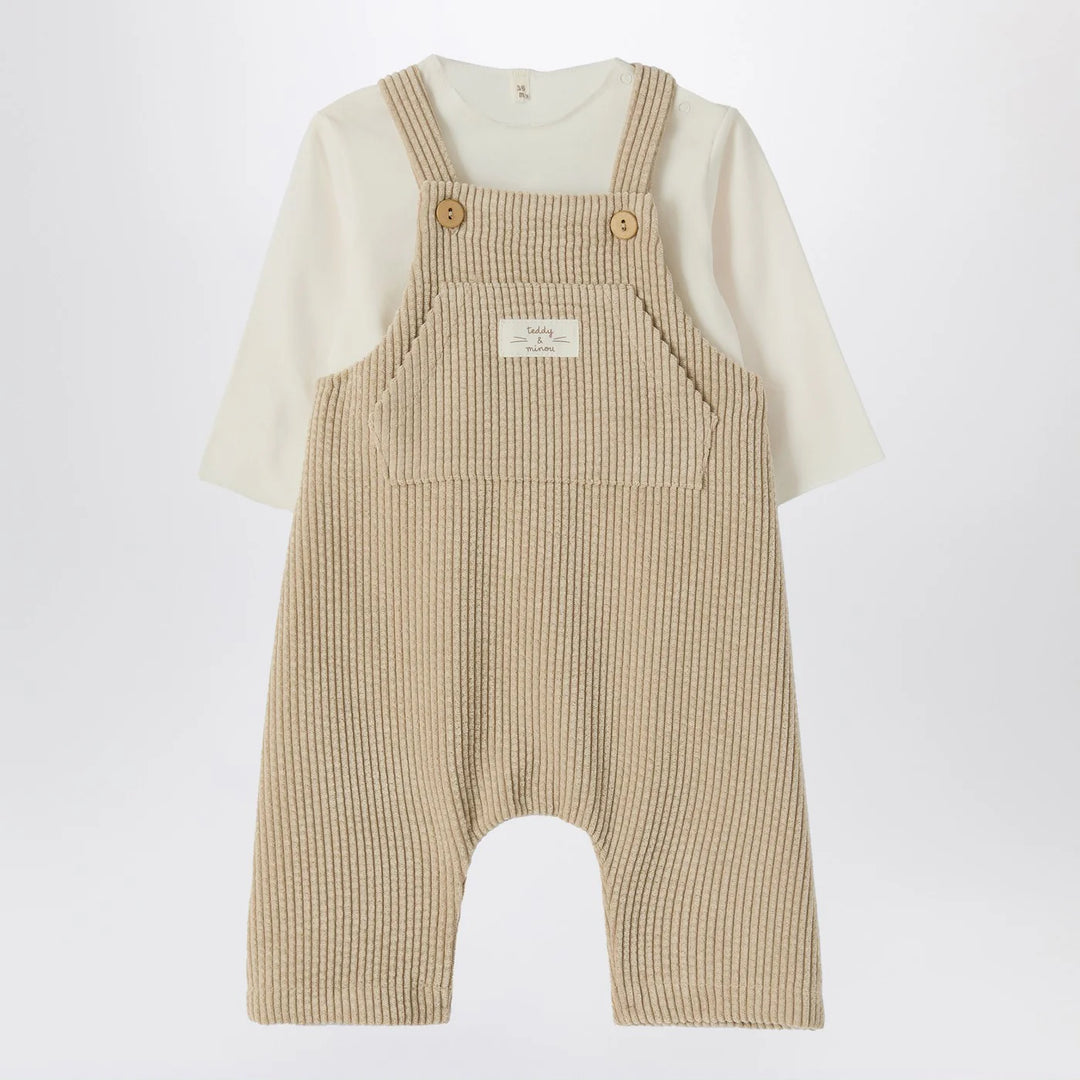 Teddy &amp; Minou - Beige outfit with corduroy overalls