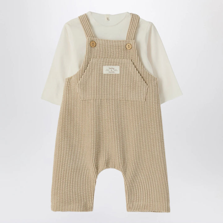 Teddy &amp; Minou - Beige outfit with corduroy overalls
