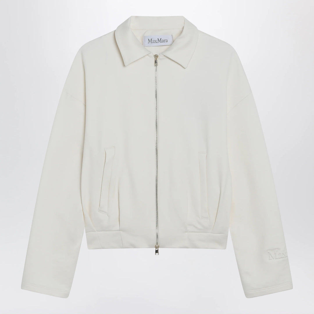 Max Mara - White cropped sweatshirt in silk blend