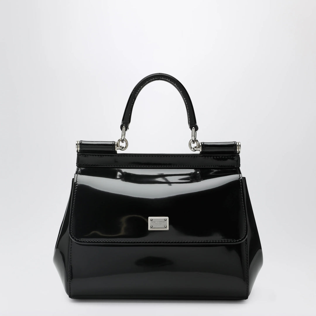 Dolce&amp;Gabbana - Sicily small black patent leather top-handle bag