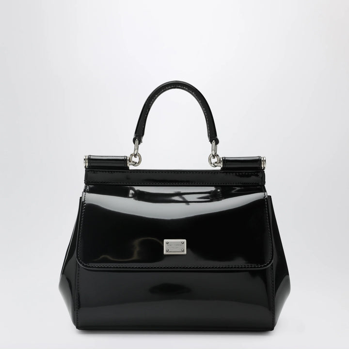 Dolce&amp;Gabbana - Sicily small black patent leather top-handle bag