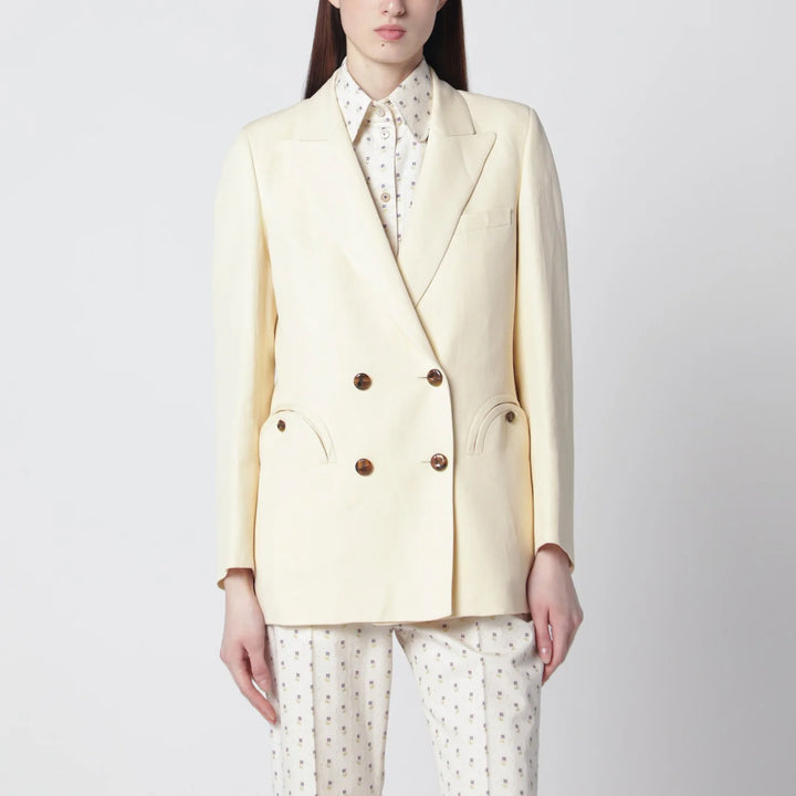 Blazé Milano - Butter-coloured double-breasted jacket in linen and silk