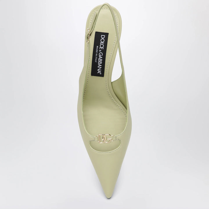 Dolce&amp;Gabbana - Lollo slingback pumps in silk nappa, sage