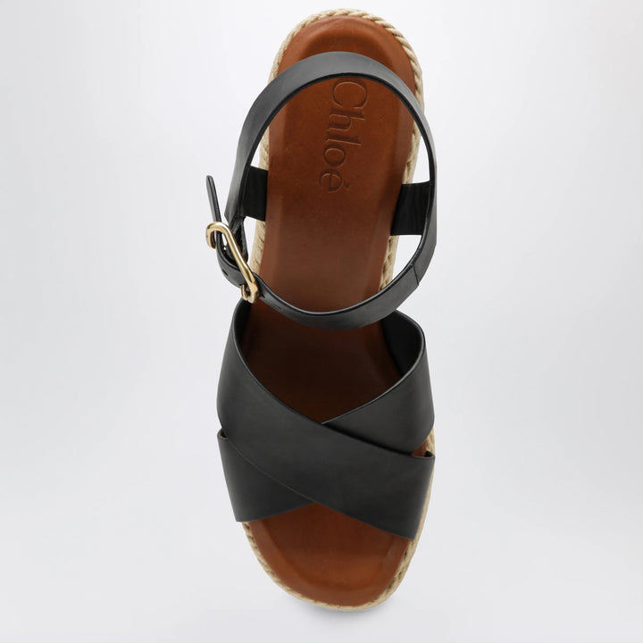 Chloé - Sand wedge sandals in calfskin leather in black