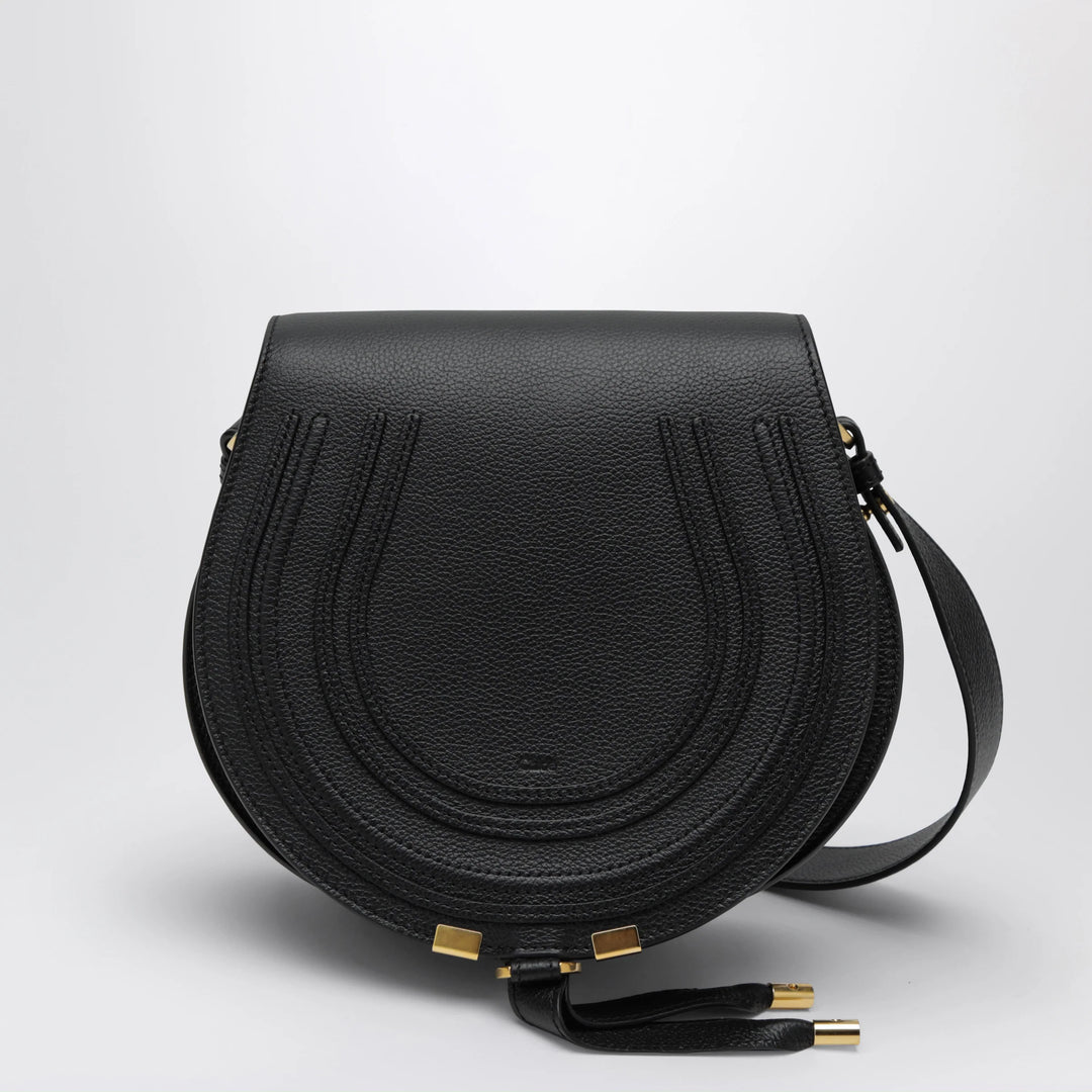 Chloé - Black Saddle Marcie bag in grained leather