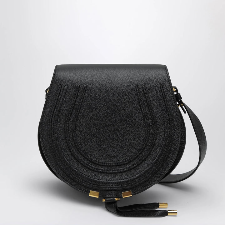 Chloé - Black Saddle Marcie bag in grained leather