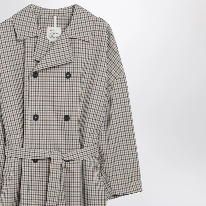 Douuod - Double-breasted check trench coat