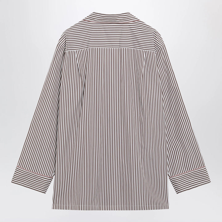 Dolce&amp;Gabbana - Brown striped cotton shirt with revere collar