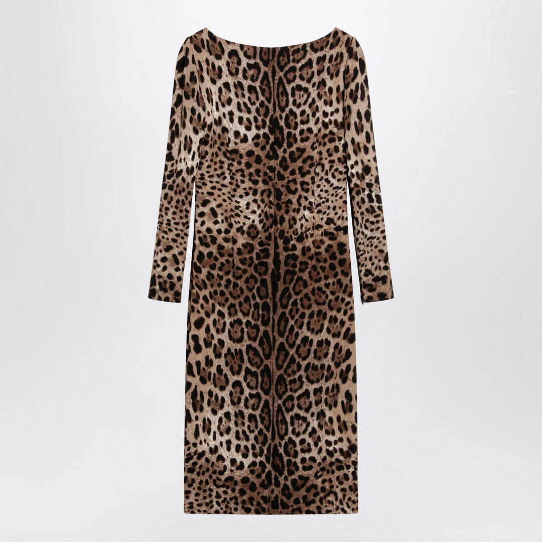 Dolce&amp;Gabbana - Leopard-print long-sleeve dress in viscose