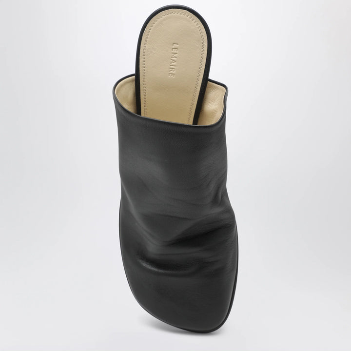 LEMAIRE - Brown lambskin mules with block heel