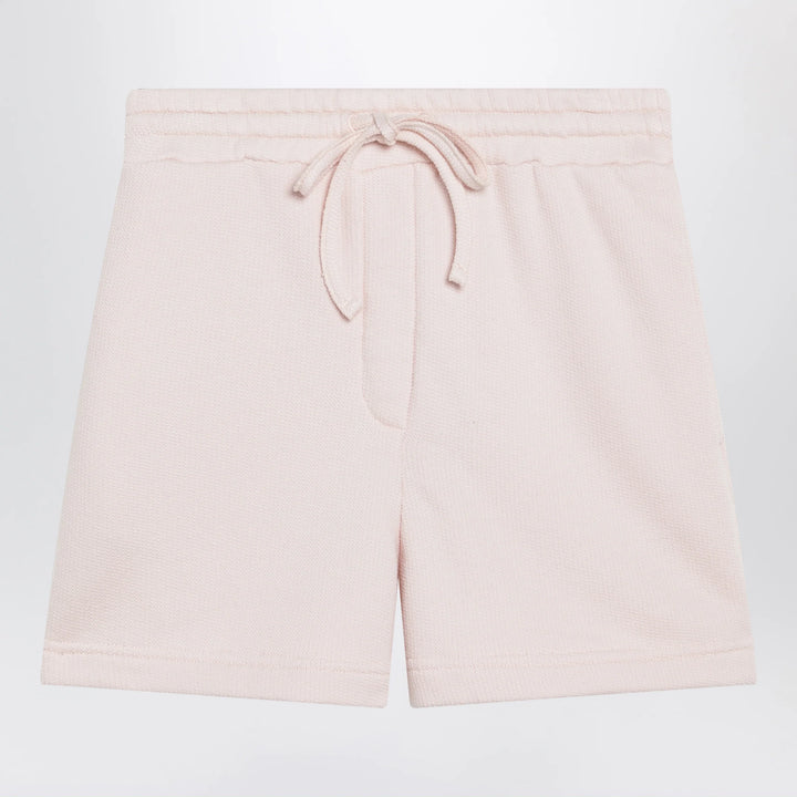 Dolce&amp;Gabbana - Pink cotton drawstring shorts with embroidered logo