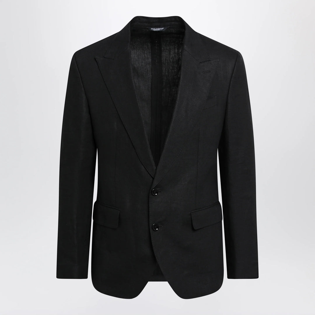 Dolce&amp;Gabbana - Single-breasted jacket in black linen canvas