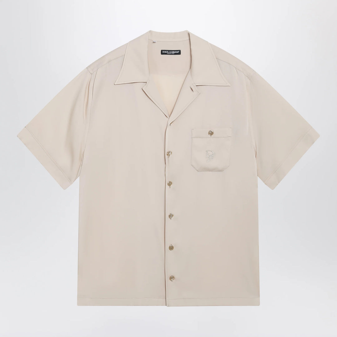 Dolce&amp;Gabbana - Écru silk bowling shirt