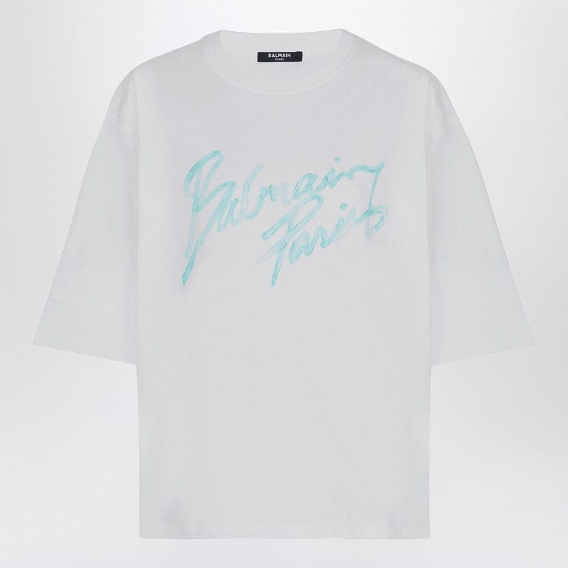 Shirts & Tops Balmain - Oversized white T-shirt with logo print - L Brand