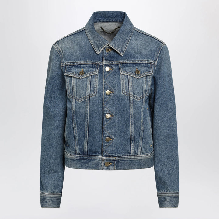 Golden Goose - Blue denim jacket with classic collar and logo buttons