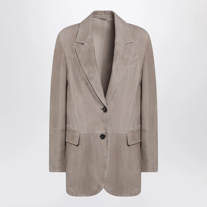 Brunello Cucinelli - Light brown suede single-breasted blazer