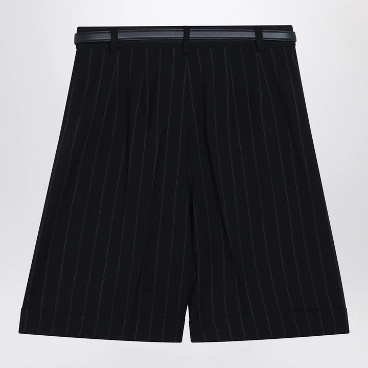 Max Mara Studio - Blue pinstripe wool bermuda shorts
