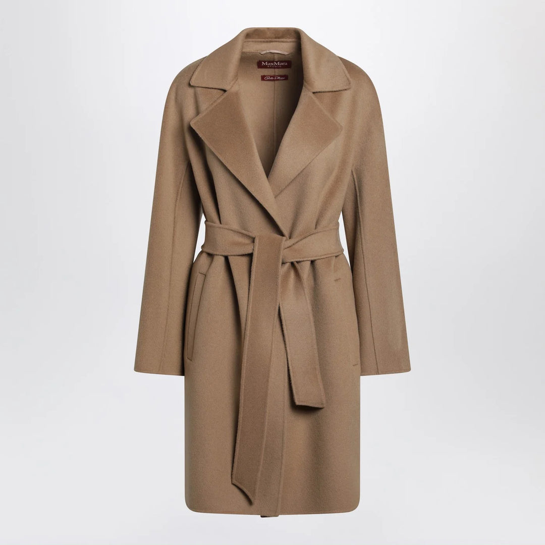 Max Mara Studio - Camel wrap coat in cashmere and wool