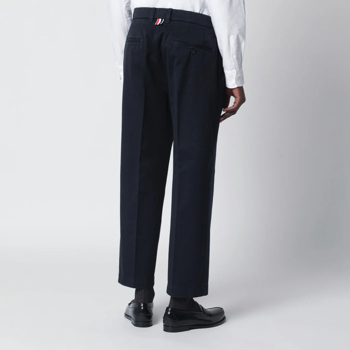 Thom Browne - Navy blue cotton trousers