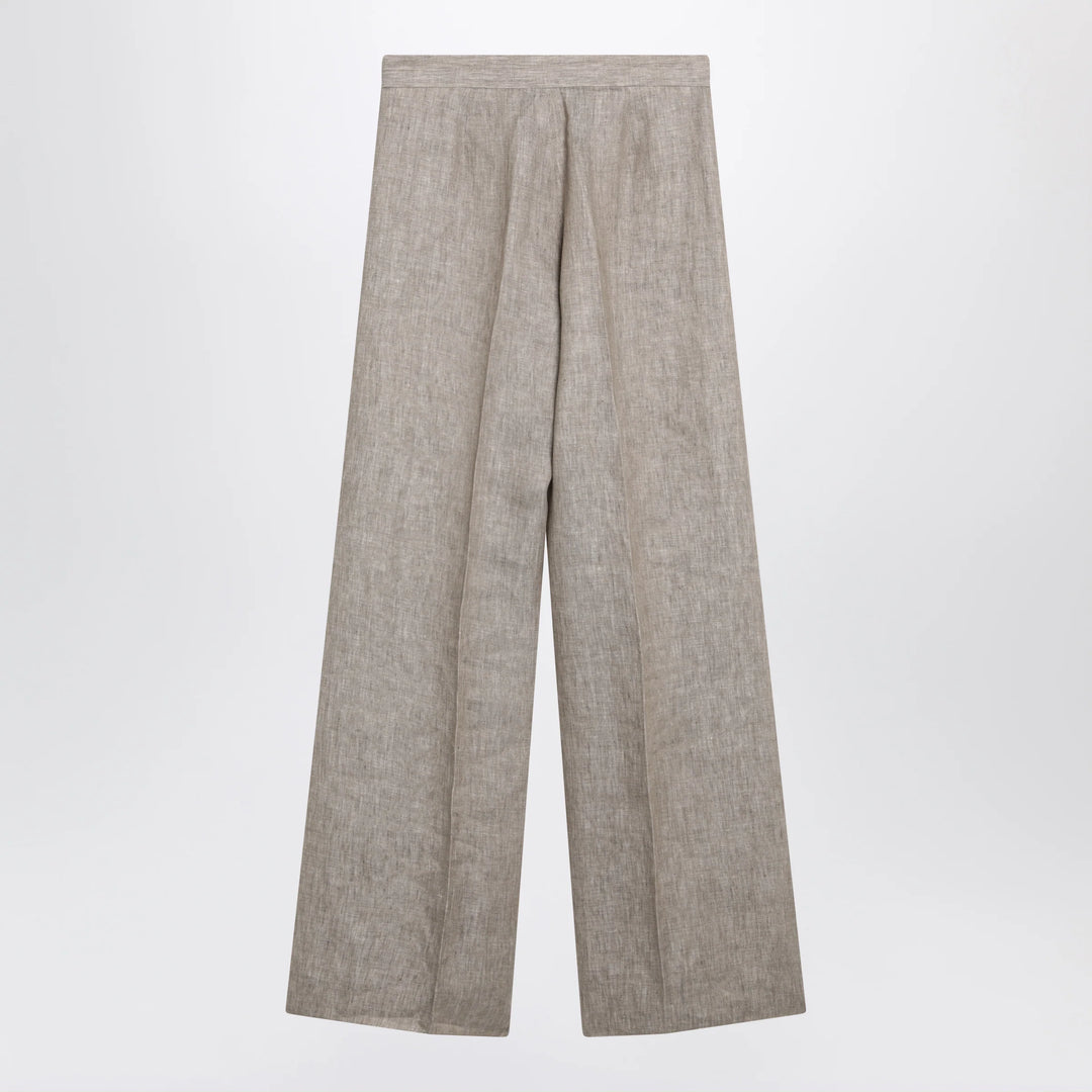 Max Mara - Beige chevron linen trousers