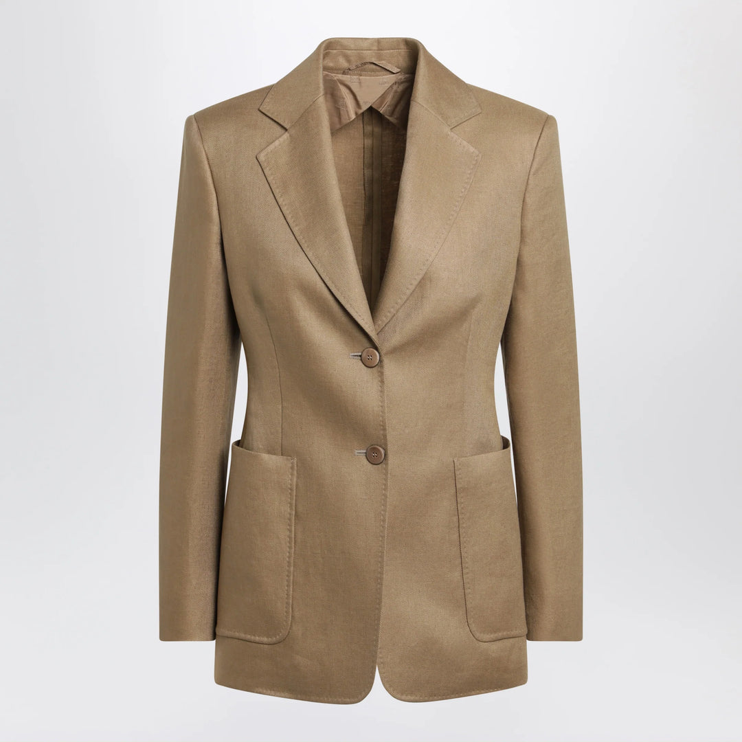 Max Mara - Semi-fitted single-breasted blazer in beige linen