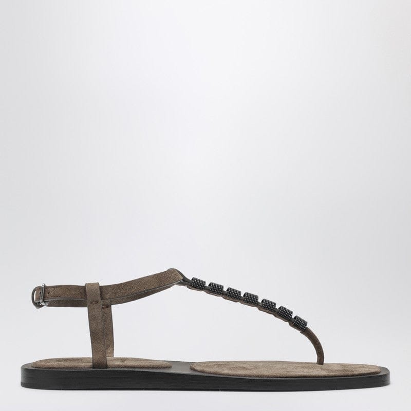Shoes Brunello Cucinelli - Suede thong sandals with Precious Straps - 38 IT Brand