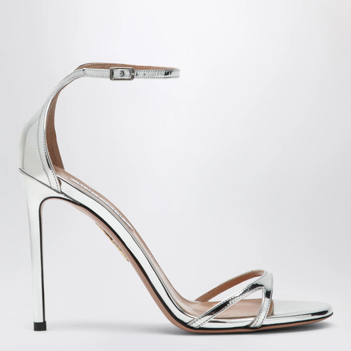 Aquazzura - Nuda 85 sandals in silver metallic leather