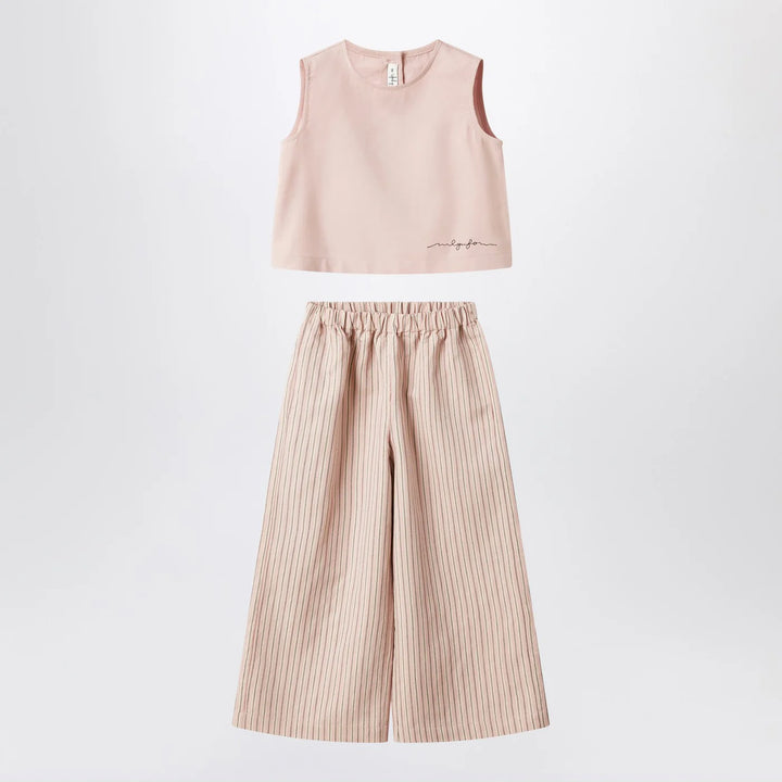 Il Gufo - Blush pink striped outfit