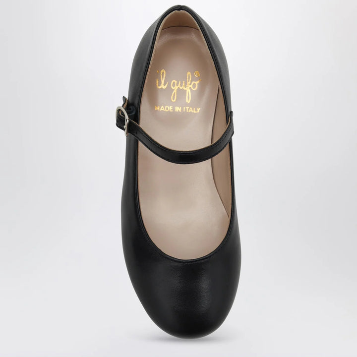 Blue ballet flats in leather with strap