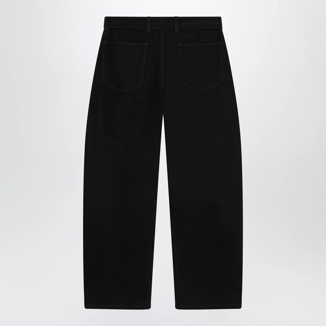 LEMAIRE - Black cotton trousers with belt