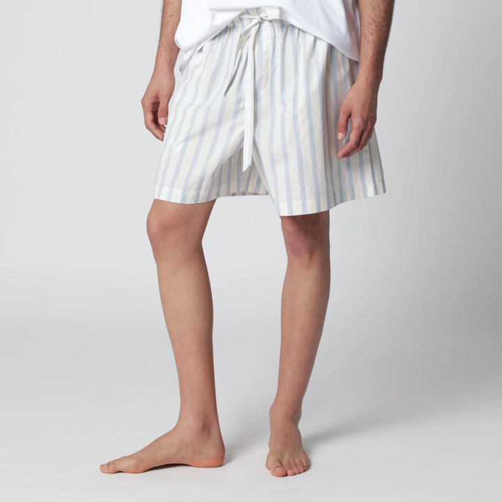 Tekla - White shorts with light blue stripes