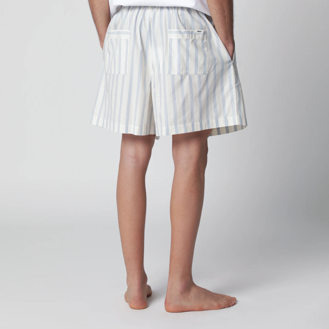 Tekla - White shorts with light blue stripes