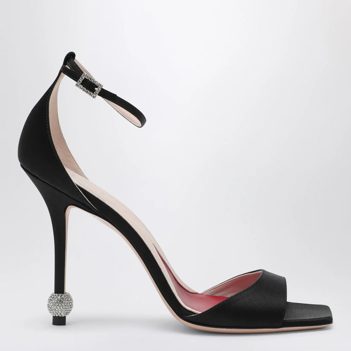 ROGER VIVIER - Black sandal with jewelled heel