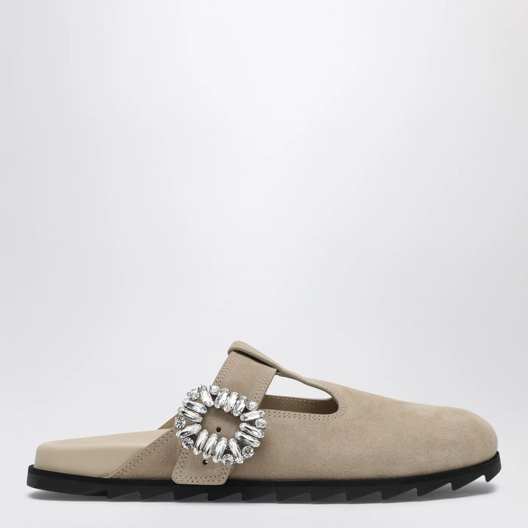 ROGER VIVIER - Slidy Viv Mules in suede beige