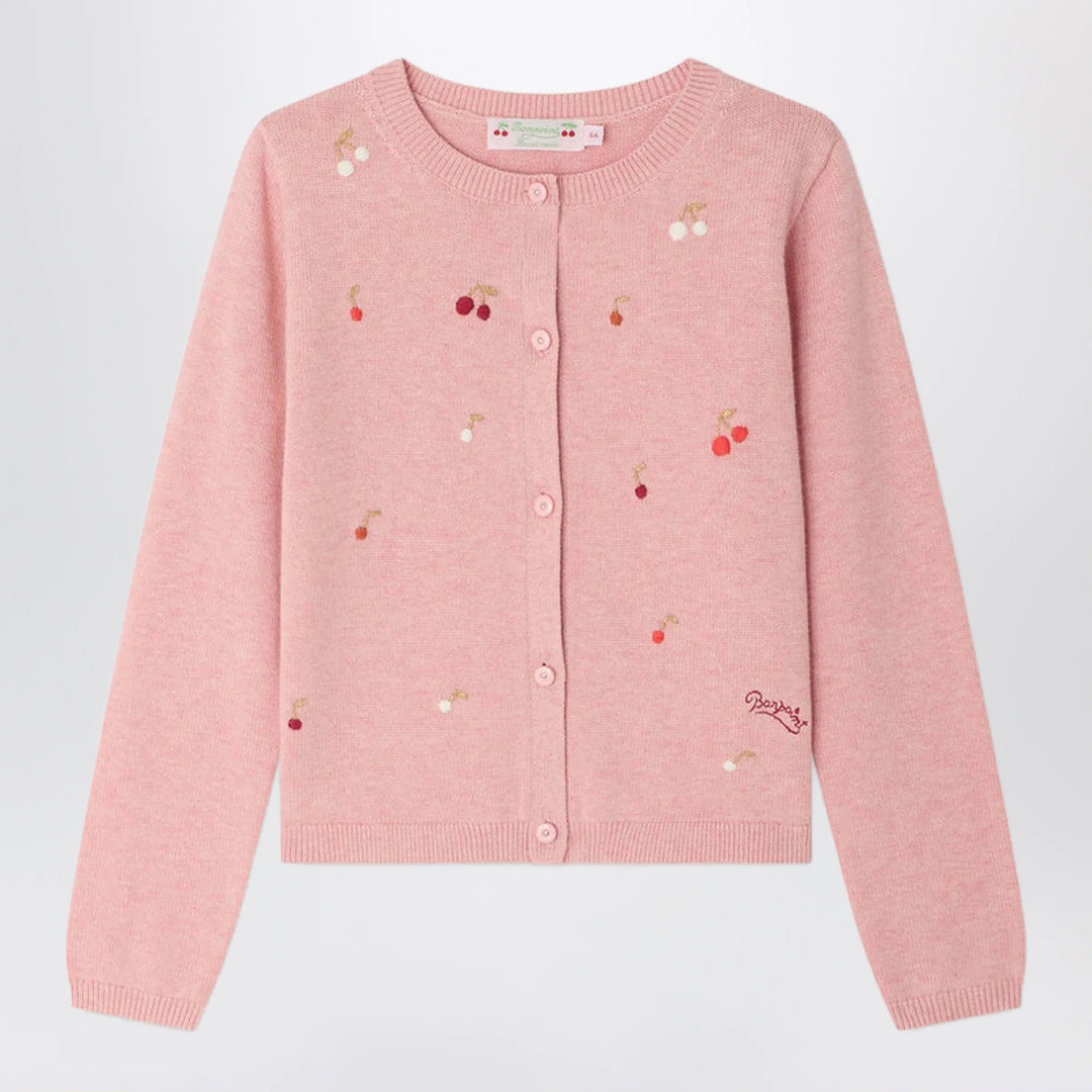 Bonpoint - Pink Lilith cardigan with embroidered cherries