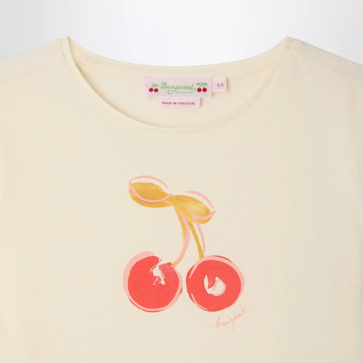 Bonpoint - Aada écru T-shirt with cherry print