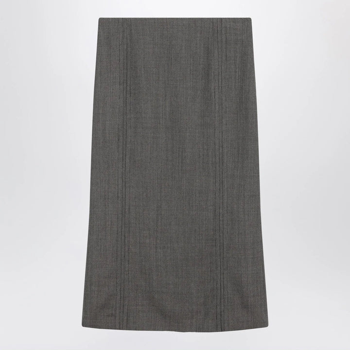 MM6 Maison Margiela - Brown and beige patterned wool midi skirt